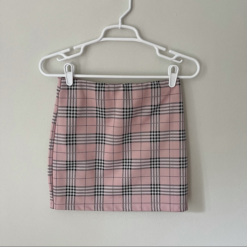 Pink Plaid Mini Skirt